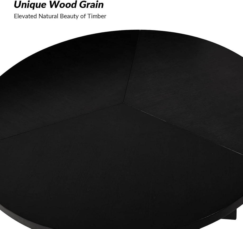 54 inch Round Dining Table for 6 People，Mid-Century Modern Solid Wood Circle Dinner Tables for Small Spaces Dining