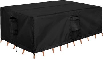 Waterproof Patio Table Furniture Covers | Rectangle Weatherproof Outdoor Furniture Covering for Deck, Lawn and