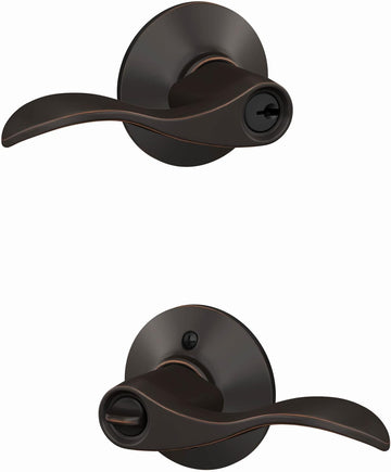 ACC 716 Accent Door Lever, Keyed Entry Lock, Aged Bronze