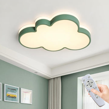 Cloud Ceiling Light for Kids Room, 19 Inch Green Cloud LED Flush Mount Ceiling Light with Remote, 3 Color Changeable