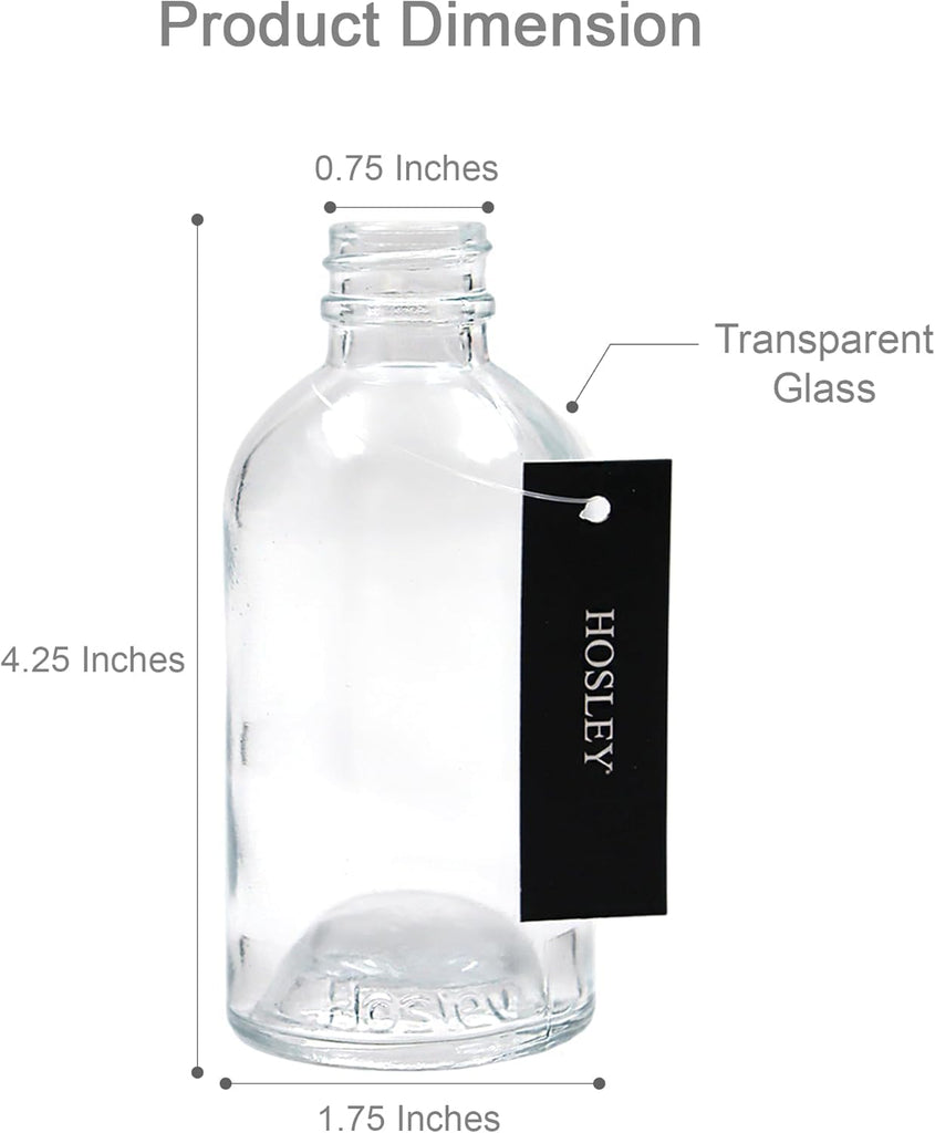 Set of 4 Glass Diffuser Bottles 85ml Boston Round Empty Aromatherapy Vessels with 100 Rattan Reed Sticks 8.75" Bulk