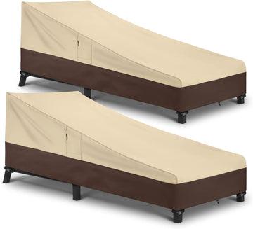 Waterproof Outside Lounge Chair Covers 2 Pack, Heavy Duty Patio Chaise Lounge Covers for Outdoor Furniture, Protect
