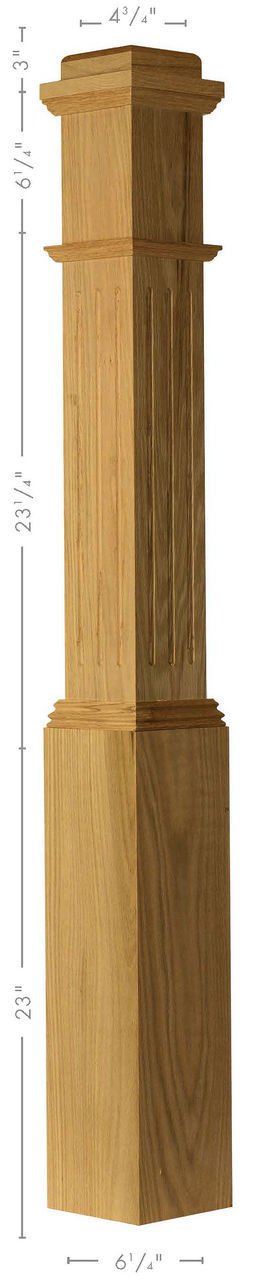 F-4091 Poplar Fluted Box Newel Post