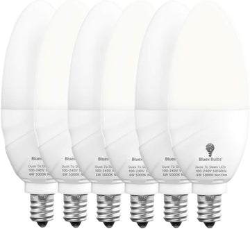 6 Pack BlueX Dusk to Dawn LED Bulbs, 6W E12 Base Light Bulb - 65W Equivalent - 5000K Daylight White - Smart Light