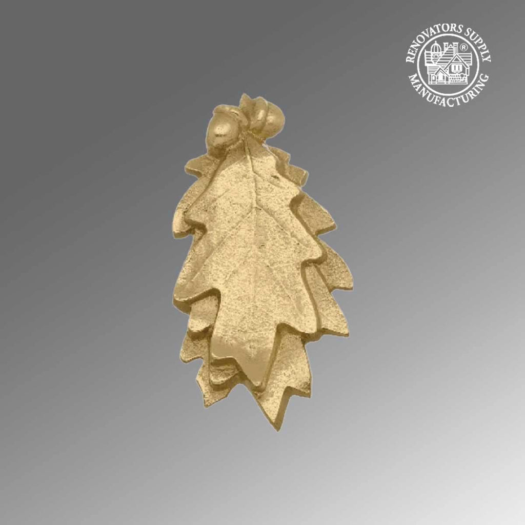 Oak Leaf Door Knocker Solid Brass Polished Finish 6 Inch Decorative Front Door Hardware with Mounting Screws