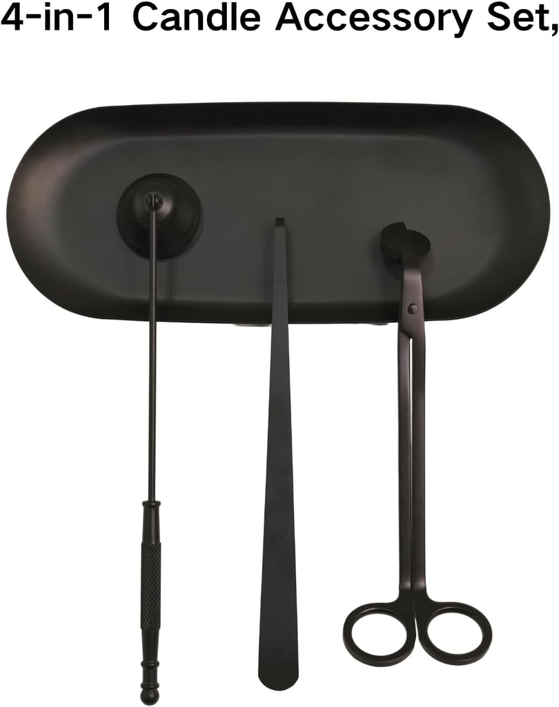 4-in-1 Candle Accessory Set - Candle Wick Trimmer, Candle Snuffer, Wick Dipper & Candle Tray