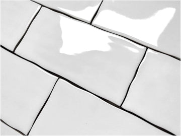 3x6 Subway White Hand-Made Look Ceramic Glossy Subway Wall Tile (Irregular Rounded Edges) Backsplash, Bathroom Wall