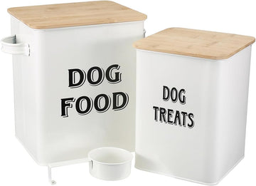 Dog Food Storage Container Farmhouse Pet Food Treats Bin with Lid and Scoop, Perfect Sturdy Canister Tins Countertop