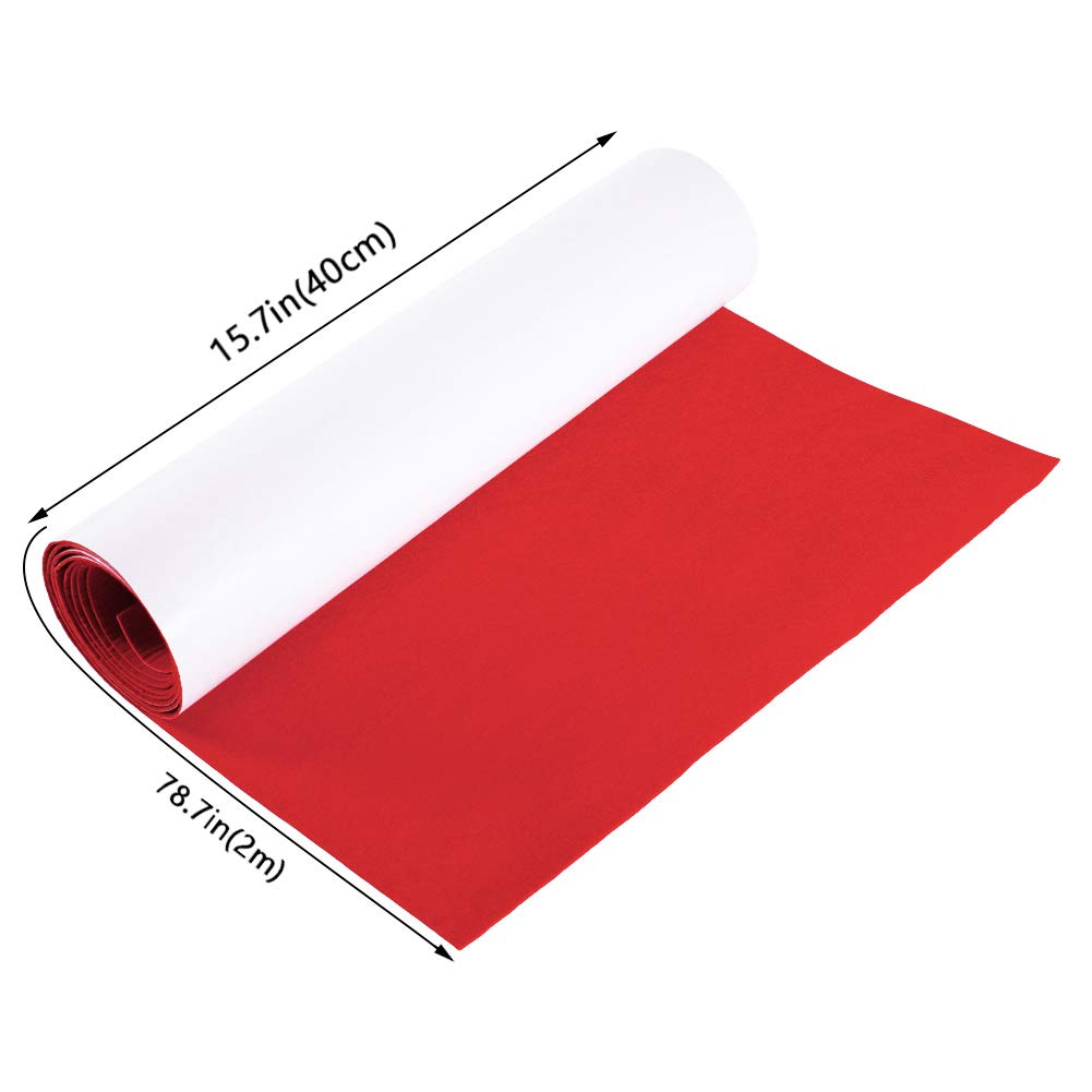 15.7" x 78.7" Red Self-Adhesive Felt Fabric, 1mm Thick