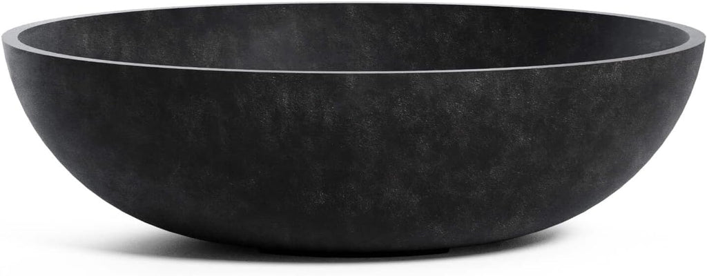 Cavo Large Fiberglass Bowl Planter, Wide Low Indoor/Outdoor | Handcrafted fiberglass & resin, weatherproof UV/frost