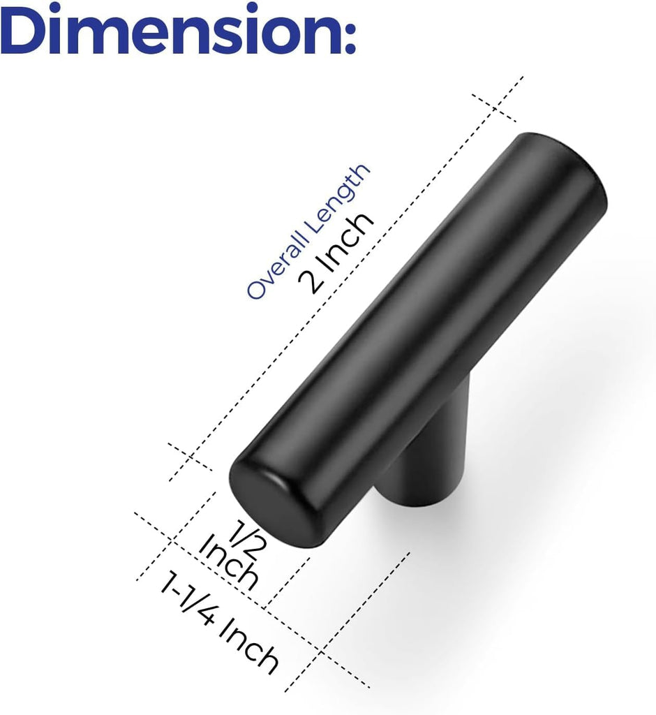 Cabinet Pulls Matte Black Stainless Steel Kitchen Cupboard Handles Cabinet Handles 2”Length, 30-Pack