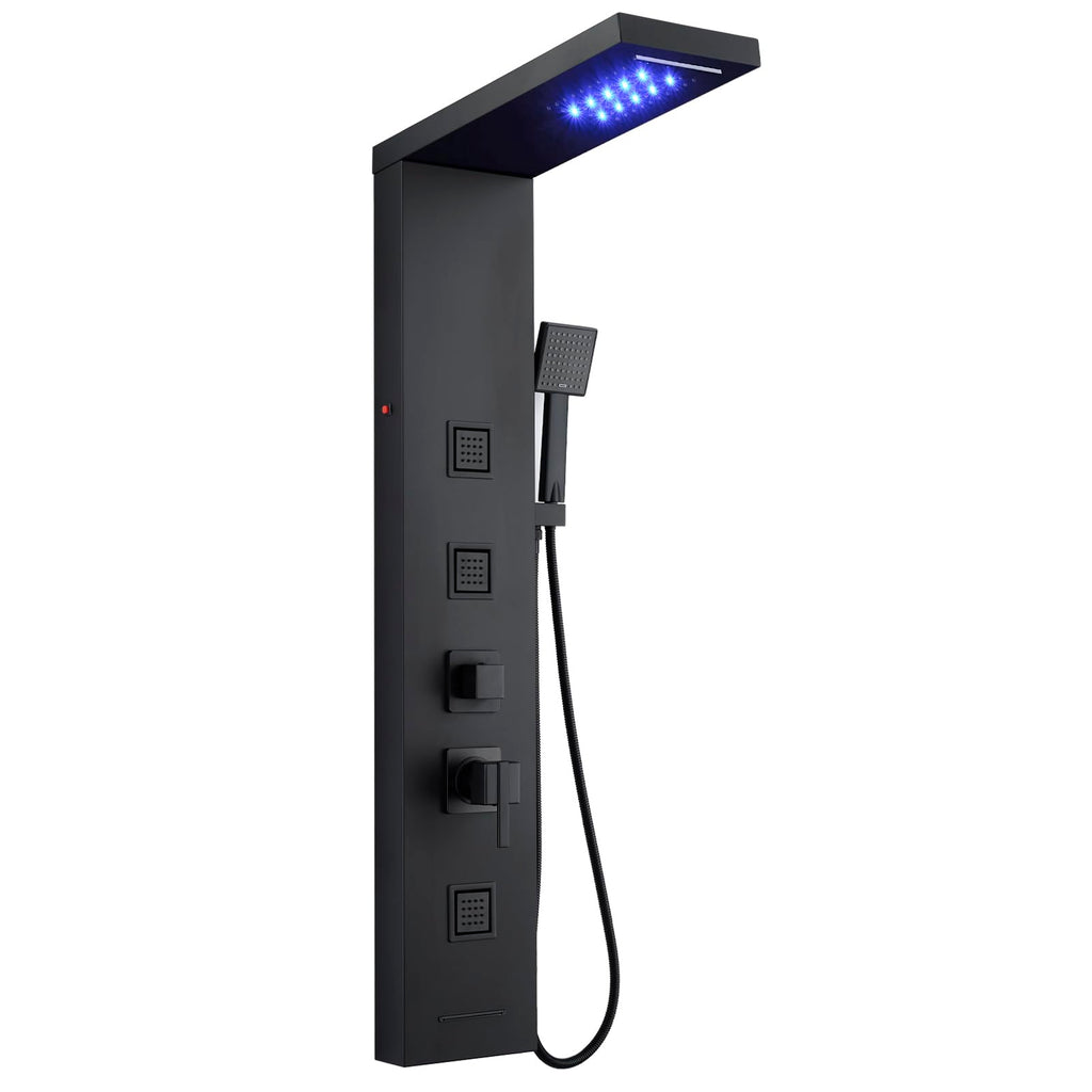 5-in-1 LED Shower Panel Tower System Stainless Steel Matte Black