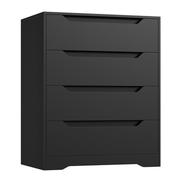Modern 4 Drawers Dresser, Wood Chest of Drawers with Storage, Black