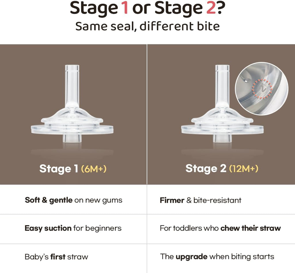 Baby Straw Cup Stage 2, 12M+, Spill-Proof, 6oz (Cherry)