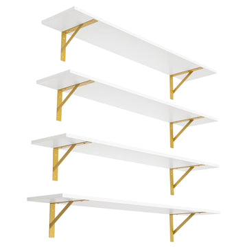 Long Wall Shelves, 47.3Inch Wooden Wall Mounted Shelves, Set of 4