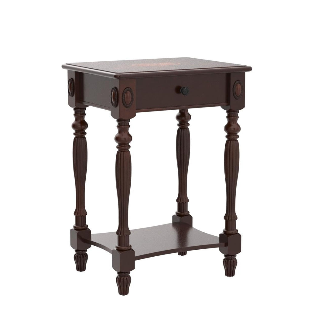 Solid Wood Side Table with Drawer, Victorian Style Vintage Nightstand, Antique Cherry Wood End Tables Living Room