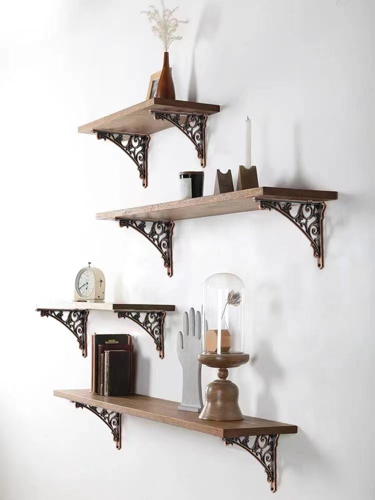 Decorative Shelf Bracket 10 inch, Antique Copper Brackets for Shelving, Heavy Duty Vintage, DIY Projects, Hardware