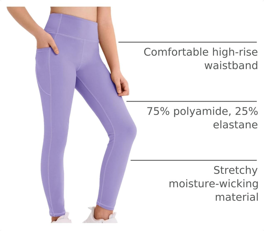Girls Athletic Leggings Kids High Waisted Dance Yoga Pants