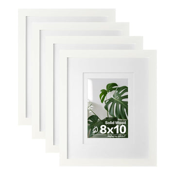 8x10 Picture Frames 4PCS, Made of Solid Wood Display 4x6 and 5x7 with Mat Covered by Plexiglass, for Table Top