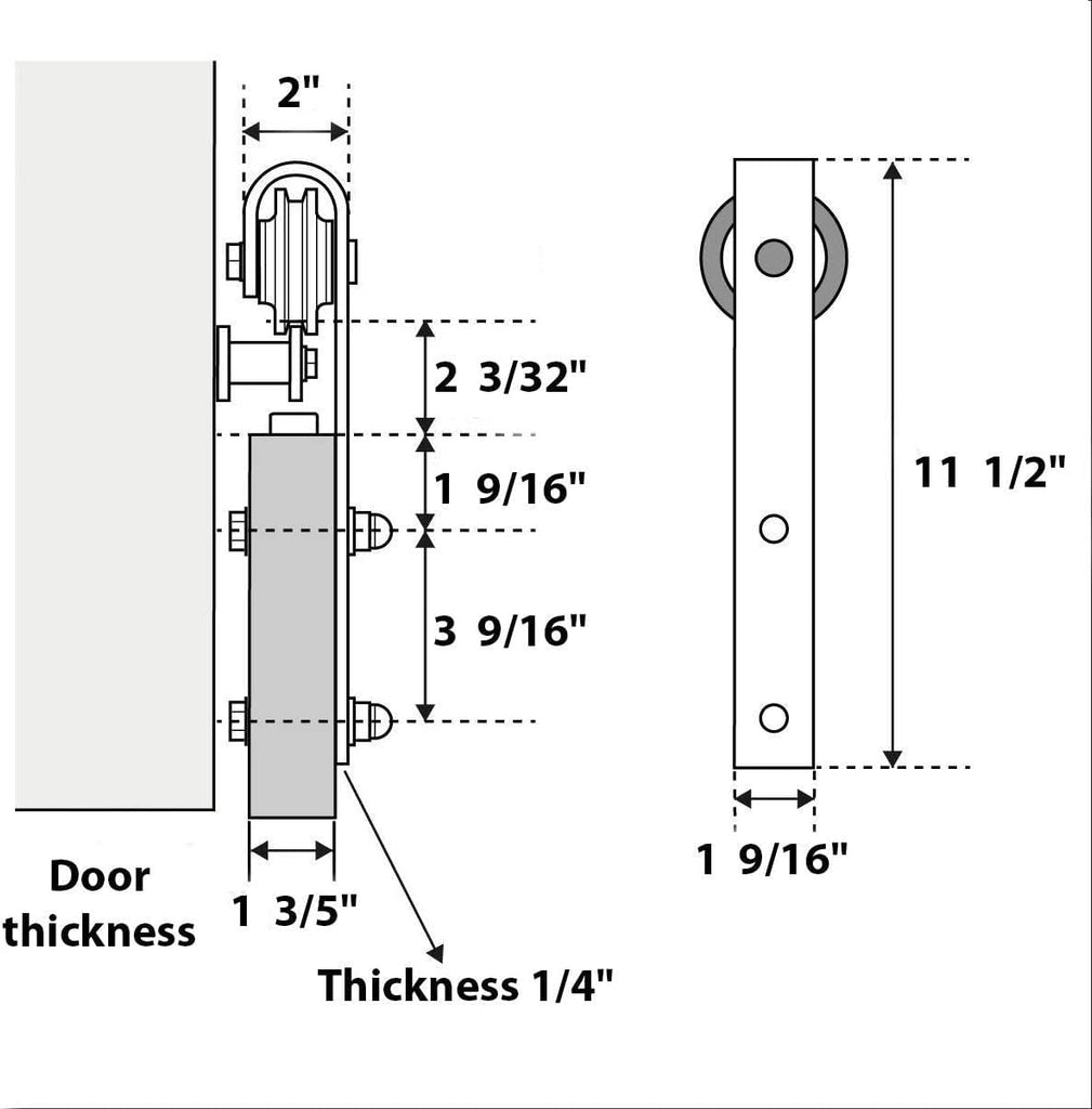Quadro 4088 | Interior Single Sliding barn Door with Frosted Glass, MDF, 36x84, Black, Modern Style | Hardware Included
