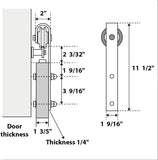 Quadro 4113 | Interior Single Sliding barn Door with Frosted Glass, MDF, 36x84, Black, Modern Style 