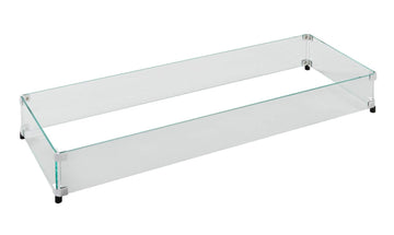 Outdoor GreatRoom Co Fire Pit Wind Guard - 12" x 64" Rectangular Fire Pit Glass Wind Guard for Firepit Burner - 6
