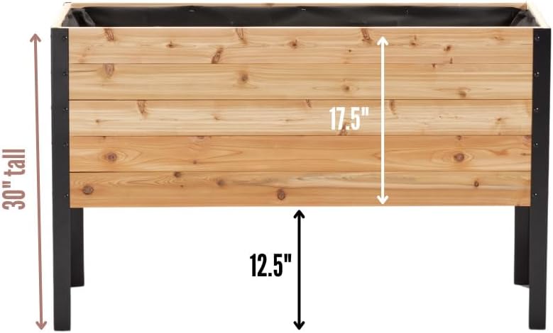 100% Canadian Cedar Wood Elevated Garden Bed for Gardening - Planter Pot to Grow Herbs Flowers, and Vegetables at