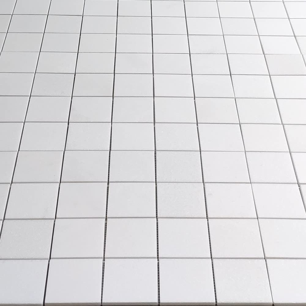 Thassos White Marble 3x3 Square Mosaic Tile Polished Kitchen Bath Wall Floor Backsplash Shower (1 Sheet)