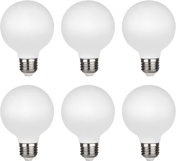 G25 LED Globe Light Bulbs, 40W Equivalent, 2700K Warm White Bathroom, E26 Base, Milky Glass Vanity Round, Perfect