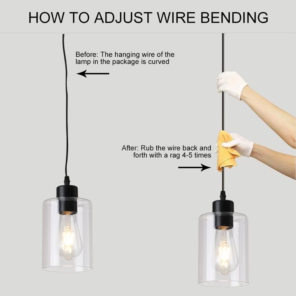 Modern Black Farmhouse Clear Glass Cylinder Pendant Light Fixture,Island Lights for Kitchen,Mini Pendant Lighting for