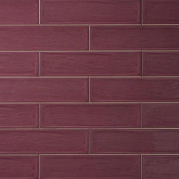 Larissa 3x12 Burgundy Purple Glossy Ceramic Subway Tile - 12.6 Sq Ft
