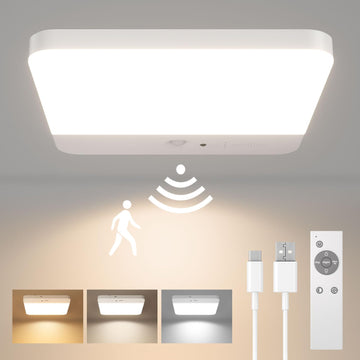 Motion Sensor Ceiling Light No Wiring, Rechargeable Closet Light