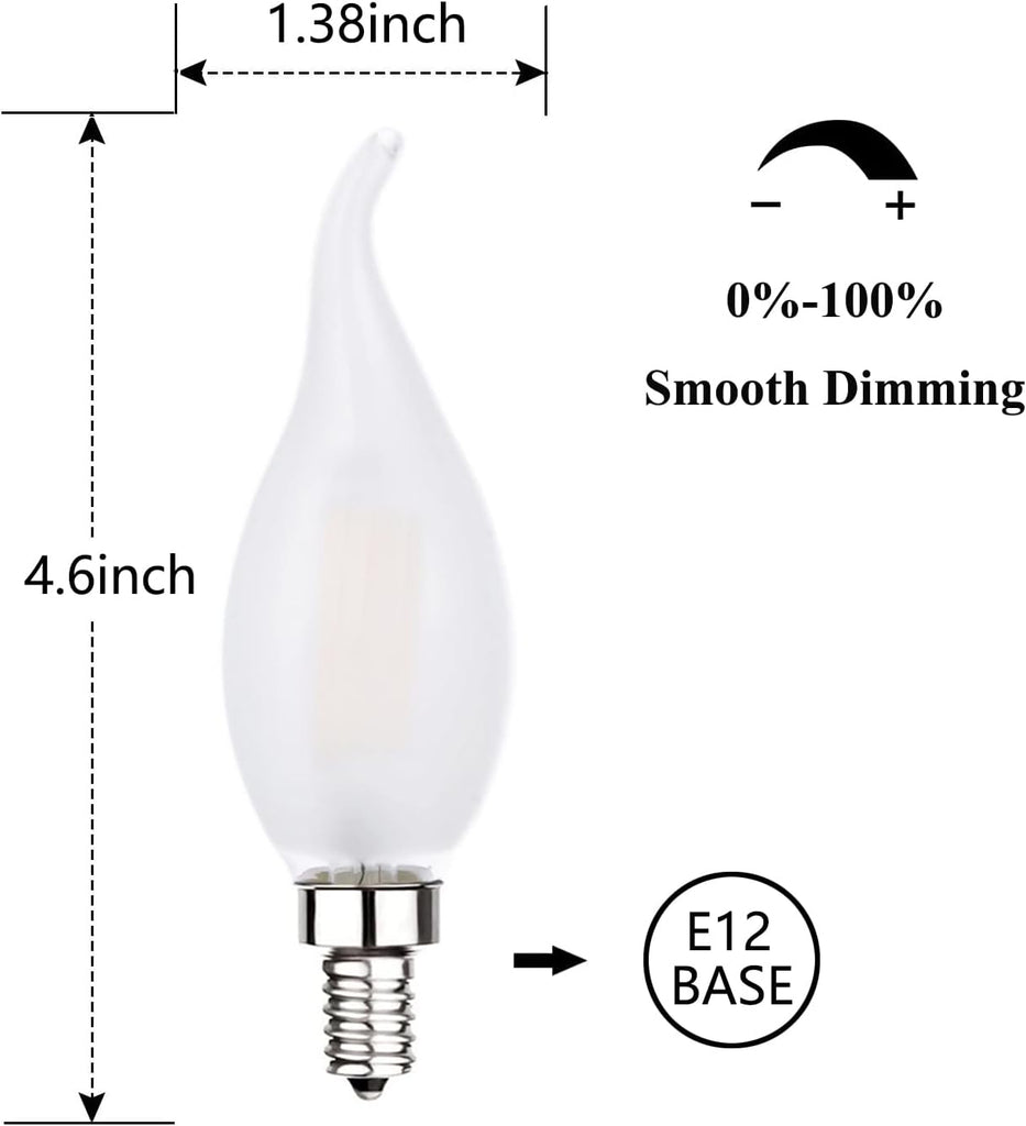Frosted Candelabra Light Bulb 60 Watt Equivalent Dimmable LED Bulb