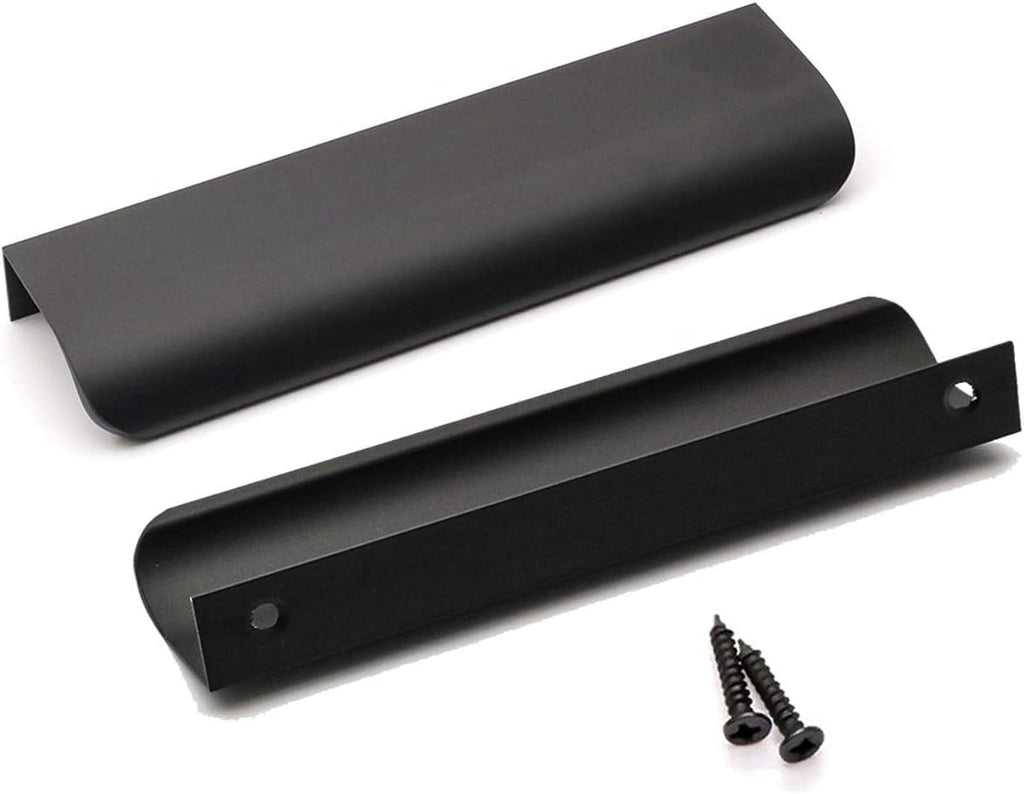 Black Cabinet Handles 5 Inch 25 Pack, Finger Pulls for Cabinets, Edge Pull for Dresser Drawers, Aluminum Alloy