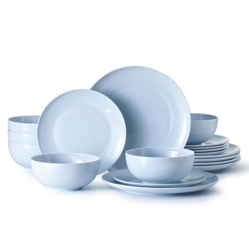 18-Piece Bone China Dinnerware Set for 6, Misty Blue