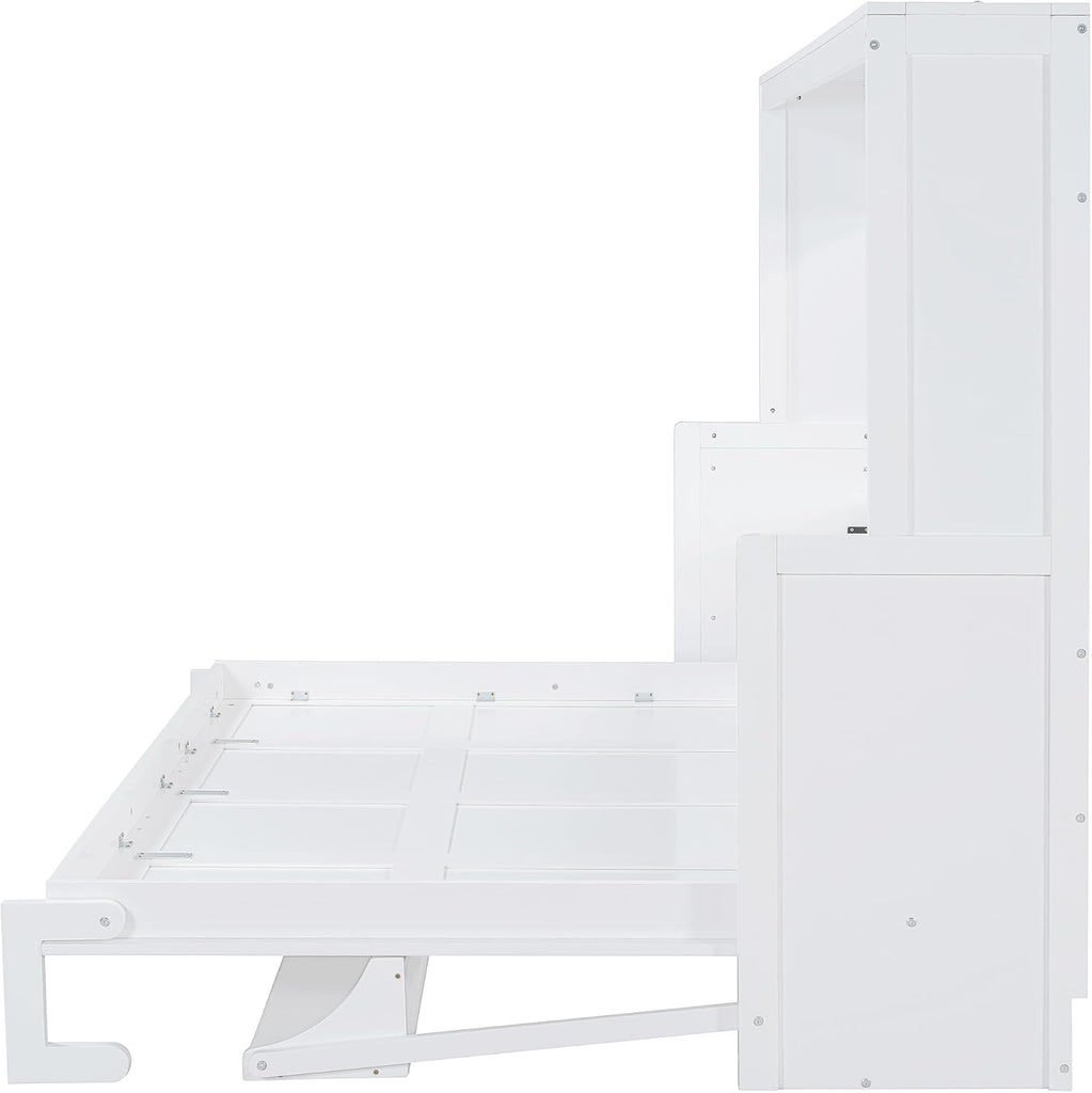 Queen Horizontal Murphy Bed with Desk, Murphy Bed can be Folded into a Cabinet, Hideaway Wall Bed Frame Space-Saving