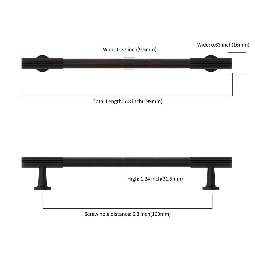 6 Pack 6.3 inch Oil Rubbed Bronze Kitchen Cabinet Handles