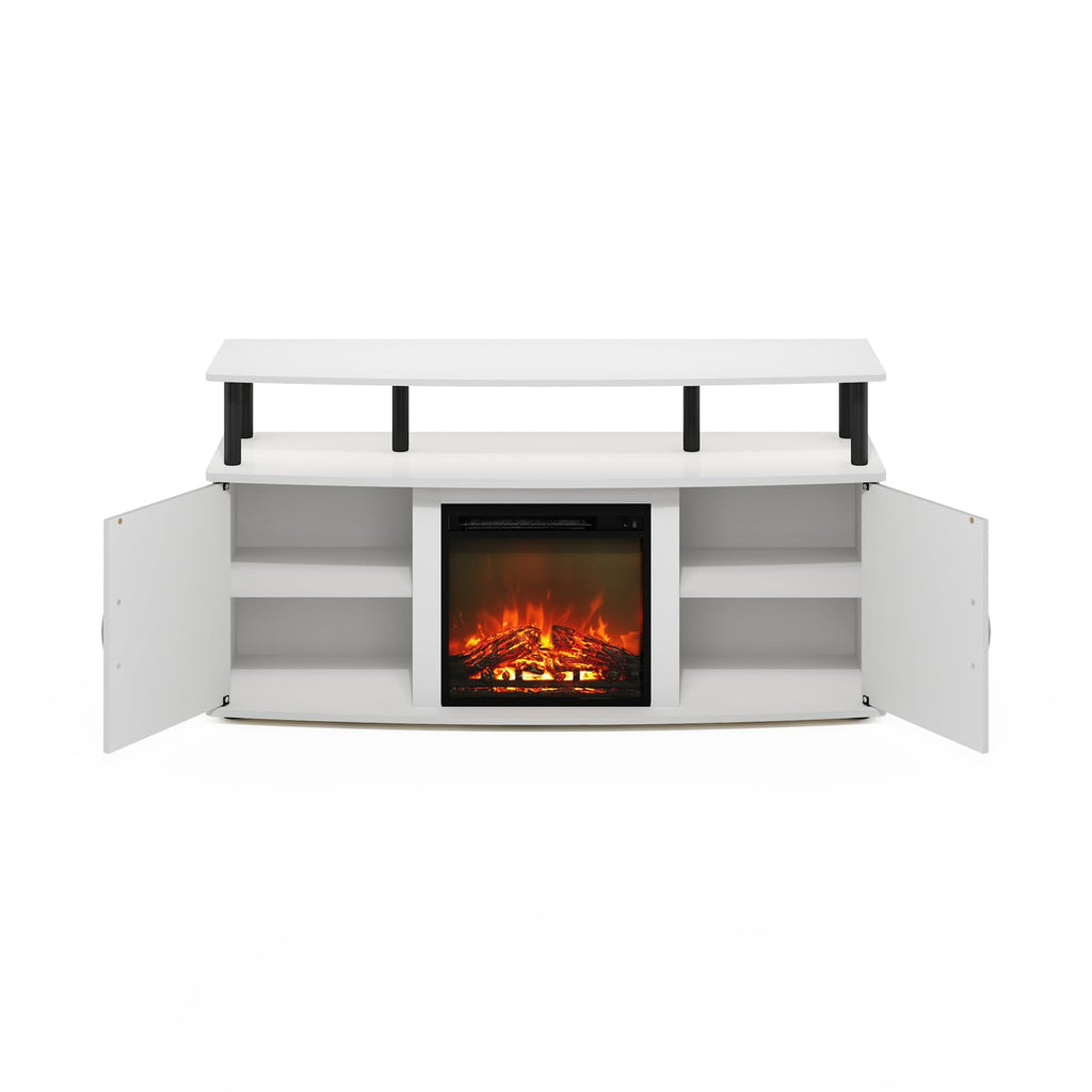 Jensen Fireplace TV Stand, Entertainment Center, TV Console for TV up to 55 Inch with Fireplace and Doors Storage