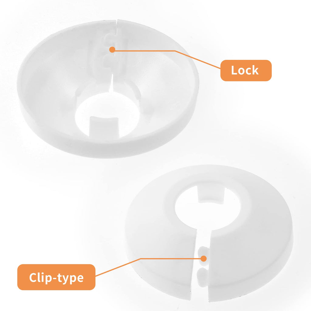 4pcs Pipe Cover Flange, Fits 0.63 Inch, PP Plastic, White