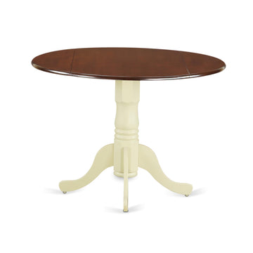 West Furniture DLT-MMK-TP Dublin Modern Dining Table - a Round Kitchen Table Top with Dropleaf & Pedestal Base, 42x42