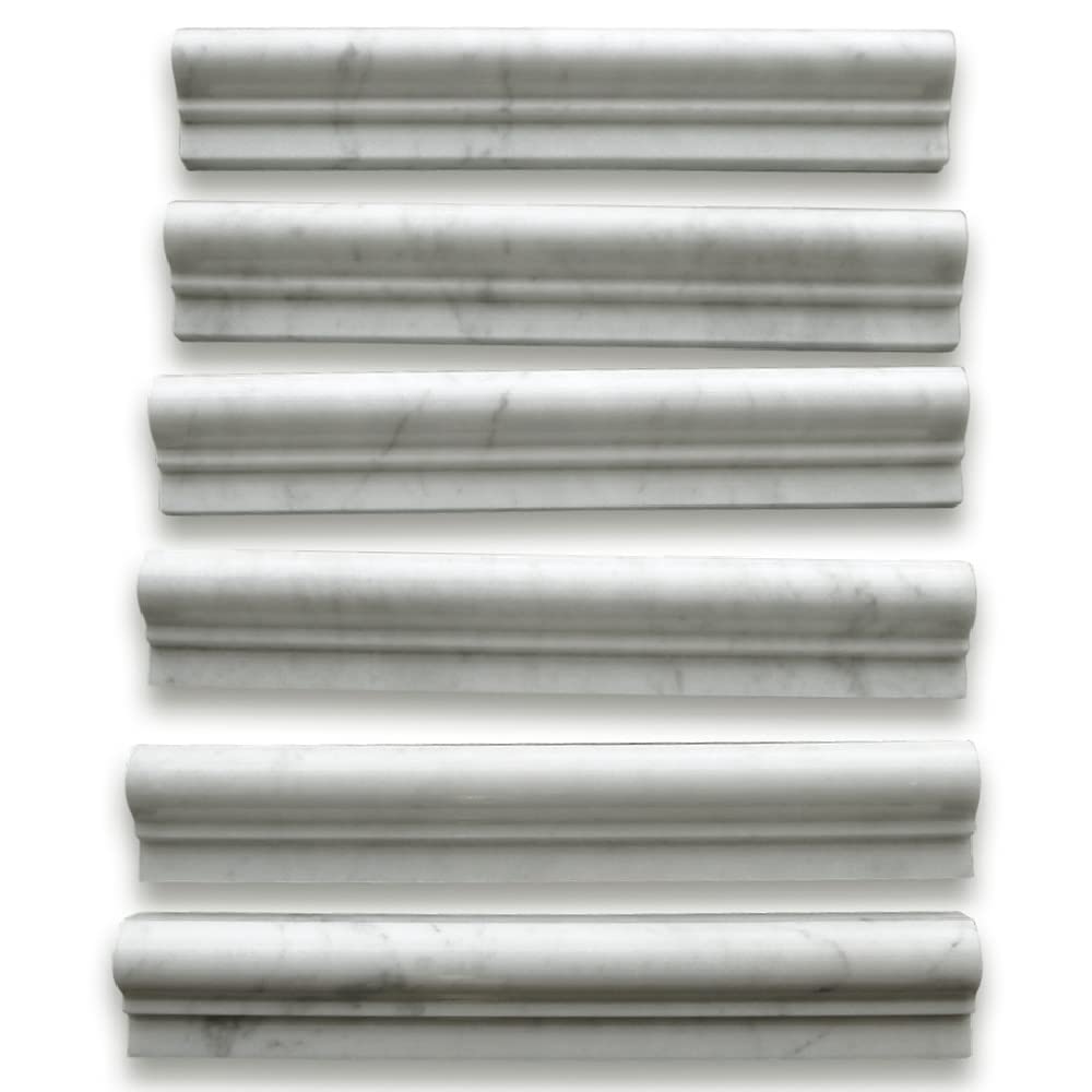Carrara White Marble 2x12 Chair Rail Bullnose Trim Molding Polished Kitchen Bath Wall Floor Backsplash Shower (1