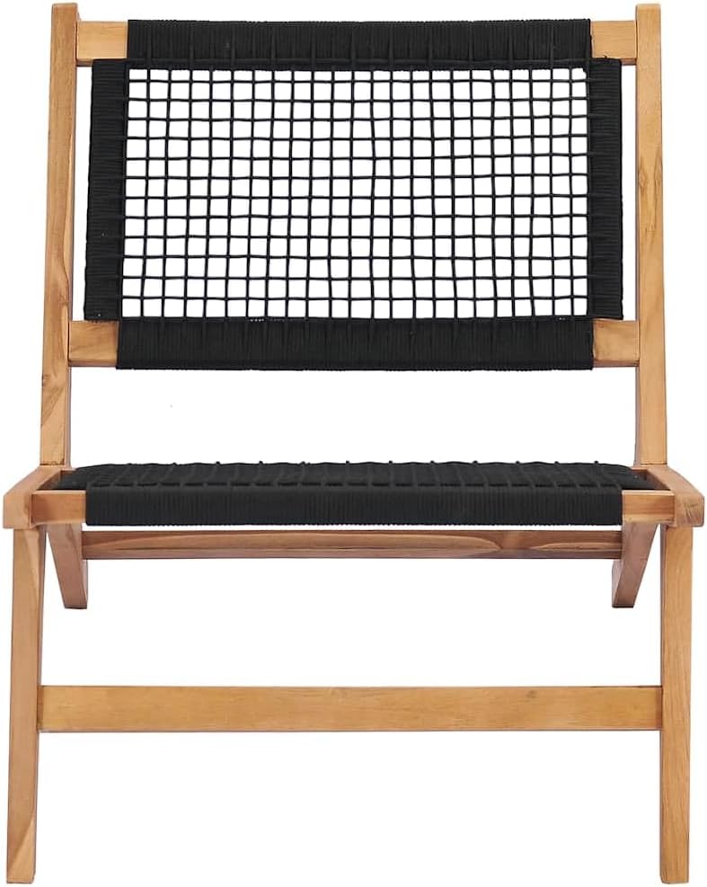 Teak Wood Sun Lounger with Detachable Footrest and Rope Design, Solid Teak Patio Chaise Lounge Chaise Lounge