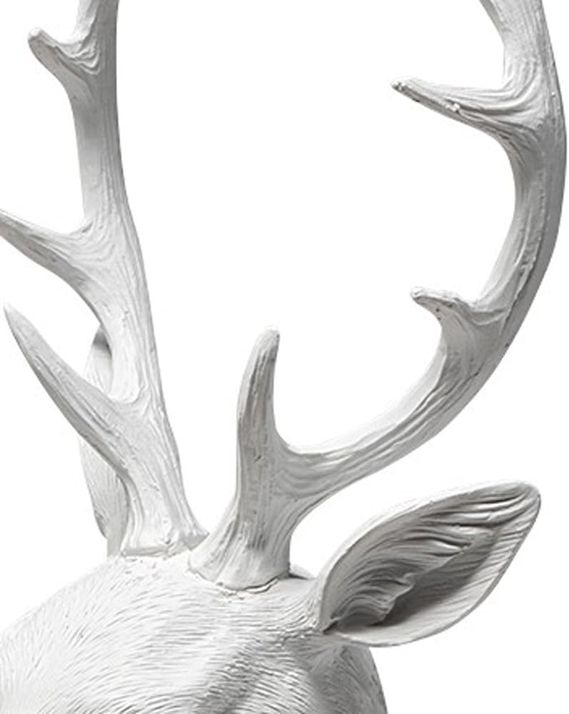 23" White Polyresin Suited Deer Bust Tabletop Sculpture