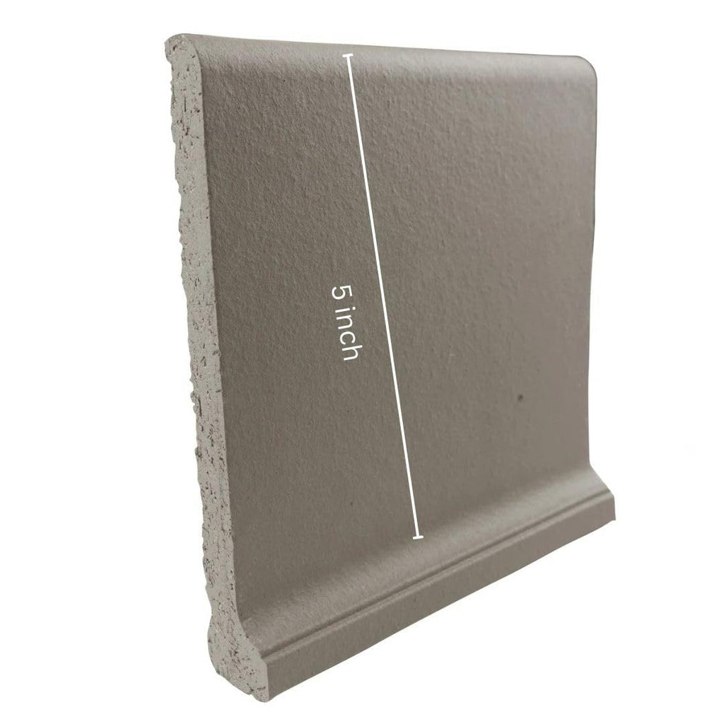 5x6 Ashstone Gray Cove Base Quarry Tile Curved Edge Floor&Wall Trim for Indoor and Outdoor Use, Matte Finish