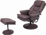 Modern Reclining Swivel Lounge Chair and Ottoman — Brown Leather