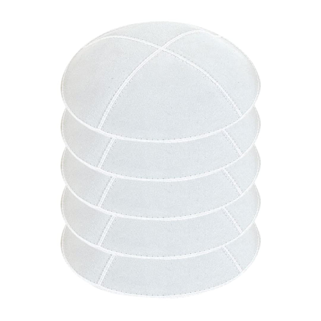 Suede Leather Fabric Kippot Four Panel Kippah Yarmulkah Single or Bulk Yarmulke (White, Large-X-Large)