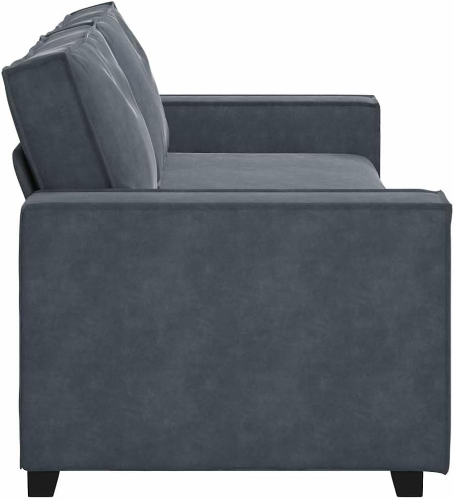 Modern Velvet Sofa Durable Velvet Sofa with Removable Covers Stylish Modern Decor Comfortable Two Seater Dark Grey