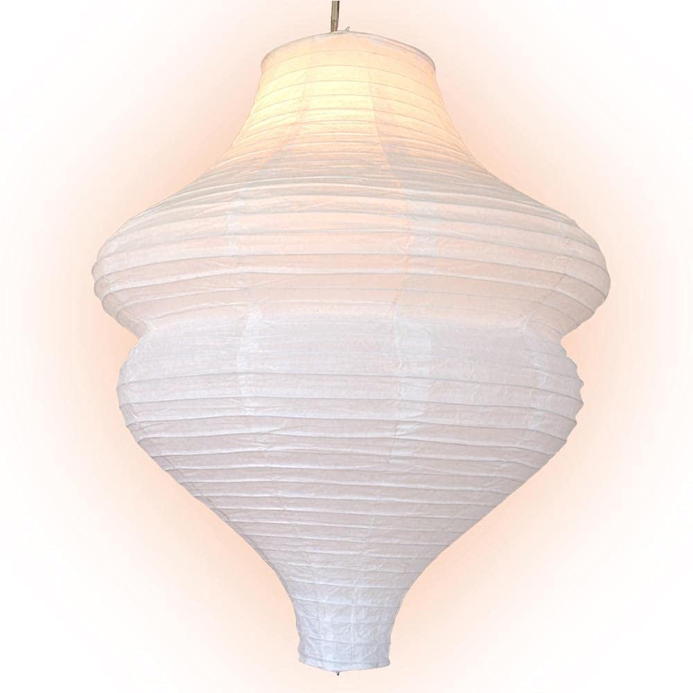 Inspired Noguchi Style PaperLanternStore.com Jumbo White Beehive Unique Shaped Paper Lantern, 24-inch x 30-inch