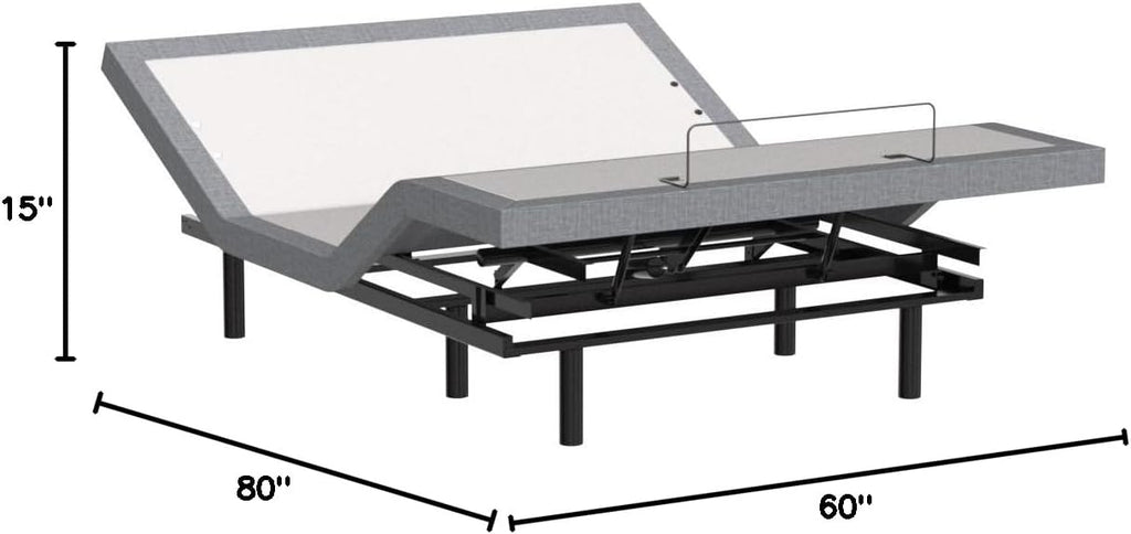 Classic Adjustable Bed Base, Head and Foot Lift, Massage, Under-Bed Lights, USB, Memory, Zero Gravity Smart Frame