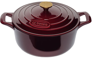 Enameled Cast Iron Dutch Oven Casserole Pot with Golden handle for Lid, Internal Matte Black Enamel Coating, 5 QT